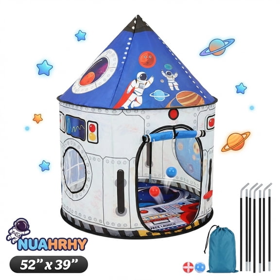 Rocket Space Ship Play Tent for Kid Rocket Ship Astronaut Spaceship Space Castle Playhouse Indoor Outdoor Game Party Birthday Present Bed Toy for Baby Children
