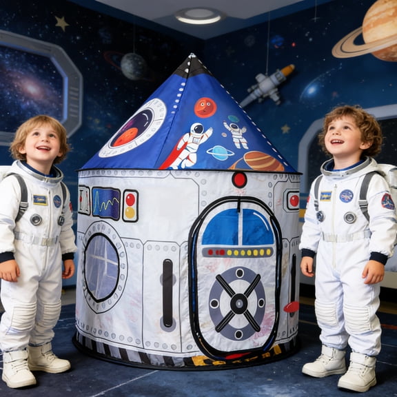 Rocket Space Ship Play Tent for Kid Rocket Ship Astronaut Spaceship Space Castle Playhouse Indoor Outdoor Game Party Birthday Present Bed Toy for Baby Children