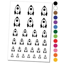 Rocket Space Ship Water Resistant Temporary Tattoo Set Fake Body Art Collection - Black