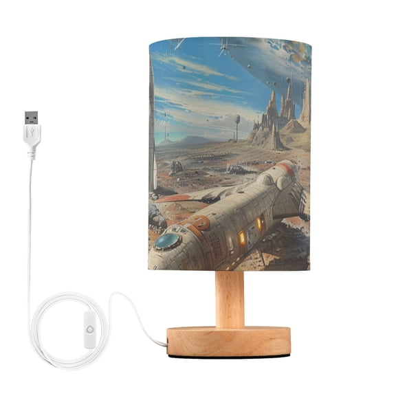 Rocket Space Table Lamp for Desk Nightstand Lamp with USB Modern Gifts for Bedroom Living Room Kids Room