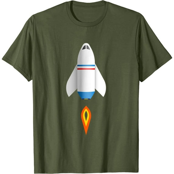 Rocket Spaceship Starship Shuttle Airplane Flying into Space T-Shirt