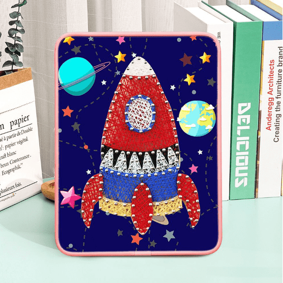 Wizardi Rocket String Art Kit with Stand. Simple Decorative DIY String Art Craft Kit M1-2 DHBC28025