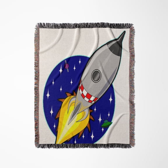 Rocket Taking Off, Woven Blanket