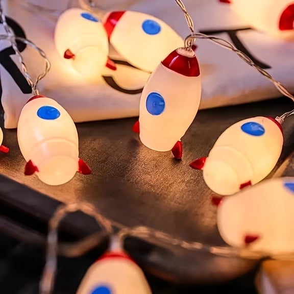 Rocket-Themed LED String Lights for Parties, Weddings & Home Decor - Battery Operated (Batteries Not Included)