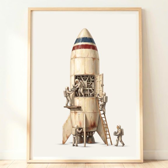 Rocket Wall Art Space Bedroom Decor Rocket Print Boys Room Decor Space Nursery