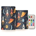 thumbnail image 1 of Rocket and Planet Flameless LED Candle Set with Remote, Battery Operated Color Changing Pillar Candles, Set of 2, 1 of 7
