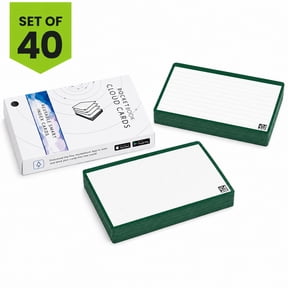 Rocketbook Cloud Cards Reusable Index Cards, 3" x 5", 40 Pack, Green, Lined Front & Dot Grid Back, App-Connected Flashcards, Cards Only