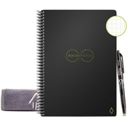Rocketbook Core Digital Reusable Notebook - Black - Executive Size Eco-friendly Notebook 6 x 8.8 - 36 Dot-Grid Pages - Includes 1 Pen and Microfiber Cloth