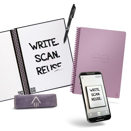 Rocketbook Core Reusable Smart Notebook | Innovative, Eco-Friendly, Digitally Connected Notebook with Cloud Sharing Capabilities | Dotted, 6" x 8.8", 36 Pg, Pink, with Pen, Cloth, and App In