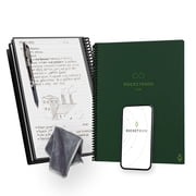 Rocketbook Core Reusable Smart Notebook, Letter 8.5" x 11", Green, Lined Pages, Cloud Connected Erasable Spiral Notebook