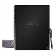 Rocketbook Core Smart Reusable Letter Size Notebook, 8-1/2 x 11, 1 Subject, Line Ruled, 16 Sheets, Black