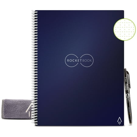 Rocketbook Core Smart Reusable Notebook, Dot-Grid, 32 Pages, 8.5" x 11", Blue