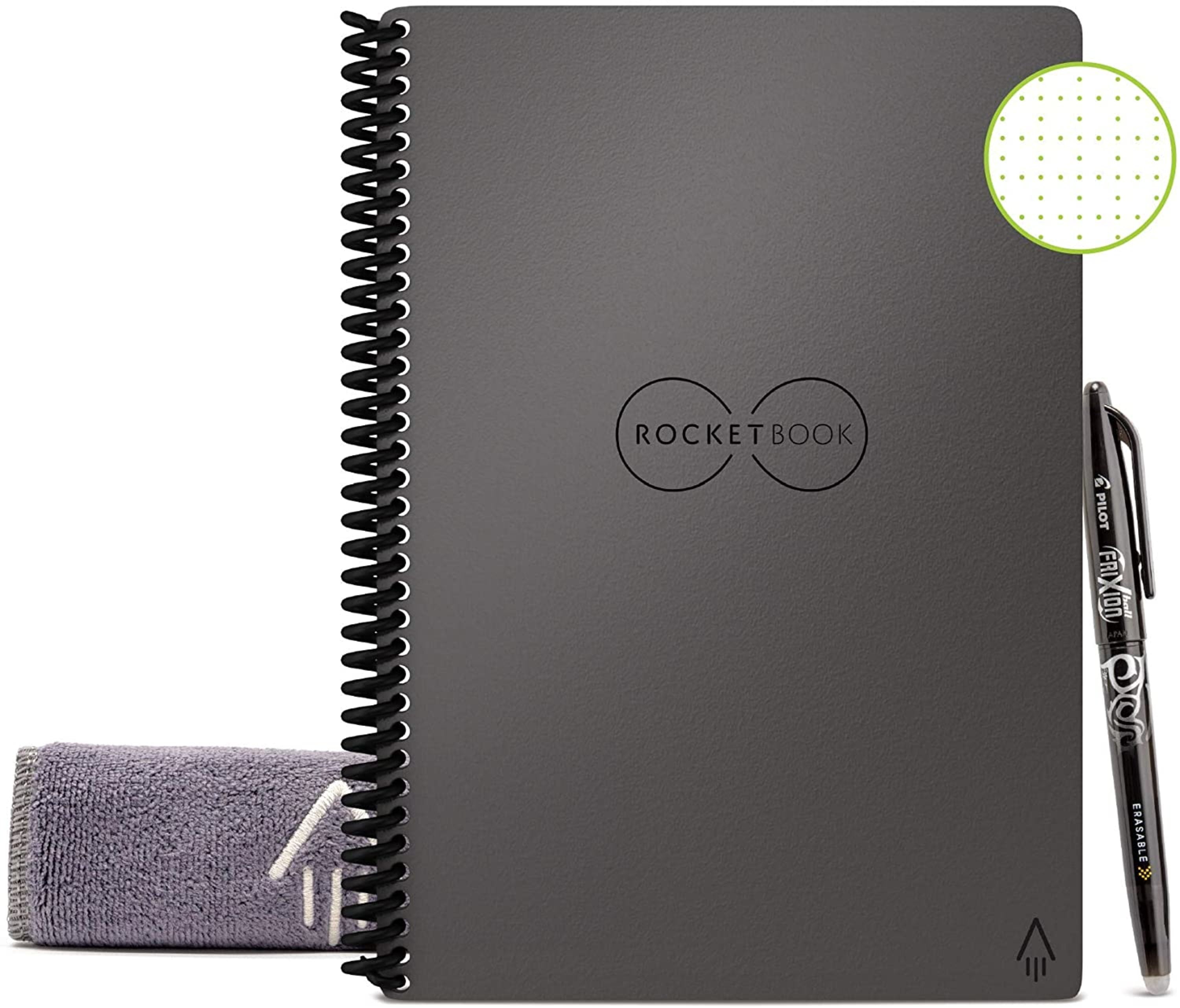 Pulchrum A5 Folio Cover For Rocketbook Executive 6x8.8" - Waterproof PU Leather Portfolio With Pockets, Pen Loop, Bookmark, Gray