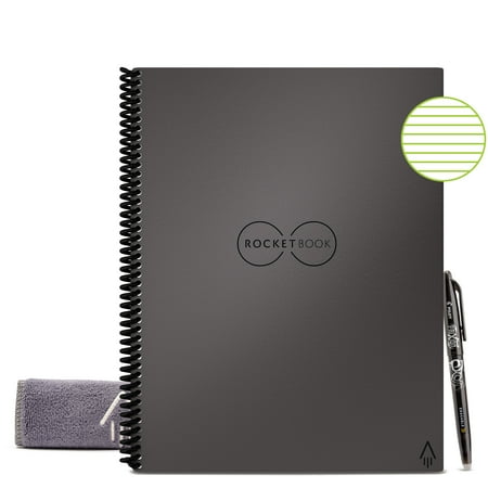 Rocketbook Core Smart Reusable Spiral Notebook, Gray, 8.5" x 11", Lined