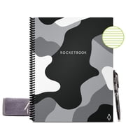 Rocketbook Core Smart Reusable and Sustainable Spiral Notebook - Camo - Letter Size Eco-friendly Notebook (8.5" x 11") - 32 Lined Pages - Includes 1 Pen and Microfiber Cloth