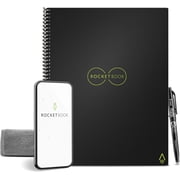 Rocketbook Everlast Digital Reusable Notebook - Black - Letter Size Eco-friendly Notebook (8.5 x 11) - 32 Dot-Grid Pages - Includes 1 Pen and Microfiber Cloth