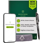 Rocketbook Flex Reusable Planner Notebook, Executive 6" x 8.8", Green, Cloud Connected Erasable Productivity Notebook