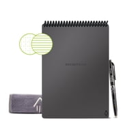 Rocketbook Flip Digital Reusable Spiral Notepad, Gray, Executive Size Eco-friendly Notepad 6" x 8.8", 36 Dot-Grid and Lined Pages, 1 Pen and Microfiber Cloth Included