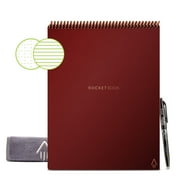 "Rocketbook Flip Smart Reusable and Sustainable Smart Spiral Notepad - Maroon - Letter Size Eco-Friendly Notepad (8.5"" x 11"") - 32 Dot-Grid and Lined Pages - 1 Pen and Microfiber Cloth Included"