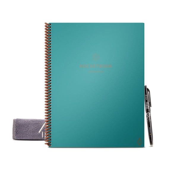 Rocketbook Fusion Plus Reusable Smart Notebook Planner, Letter Size 8.5" x 11", Teal, 60 Pages, 11 Templates, Cloud Connected & Erasable