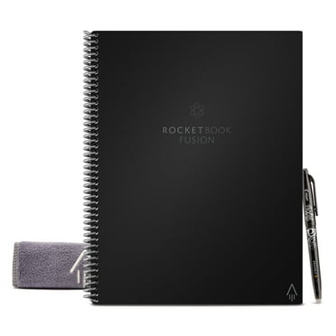 Rocketbook Fusion Smart Reusable Spiral Notebook, Black, Letter Size Eco-Friendly Notebook (8.5" x 11"), Planner, Task List, Calendar and More, Includes 1 Pen and Microfiber Cloth