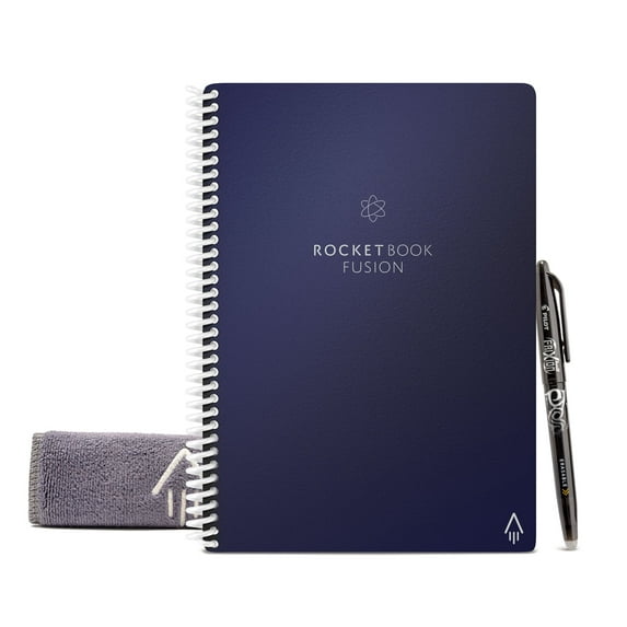 Rocketbook Fusion Smart Reusable Spiral Notebook, Blue, 6" x 8.8", Planner