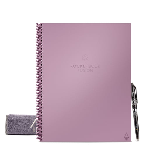 Rocketbook Fusion Reusable Smart Notebook Planner, Letter Size 8.5" x 11", Pink, 42 Pages, 7 Templates, Cloud Connected & Erasable
