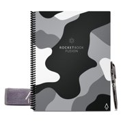 "Rocketbook Fusion Smart Reusable and Sustainable Smart Spiral Notebook - Camo - Letter Size Eco-Friendly Notebook (8.5"" x 11"") Includes 1 Pen and Microfiber Cloth"