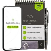 Rocketbook Smart Reusable Mini Notepad - On-the-go Notes, Pocket-Sized, Black