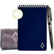Rocketbook Mini Smart Reusable Spiral Notepad, Blue, Mini Size Eco-friendly Notepad (3.5" x 5.5"), 48 Dot-Grid Pages, Includes 1 Pen and Microfiber Cloth