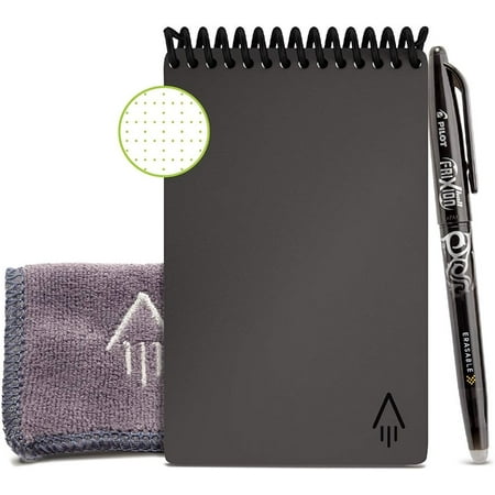 Rocketbook Mini Smart Reusable Spiral Notepad, Gray, Mini Size Eco-friendly Notepad (3.5" x 5.5"), 48 Dot-Grid Pages, Includes 1 Pen and Microfiber Cloth