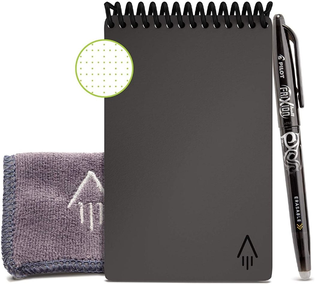 Rocketbook Notebook Smart Reusable Lined Eco-Friendly Notebook with 4  colored Pilot Frixion Pens, 1 Microfiber Cloth, & 1 Rocketbook Spay Bottle  