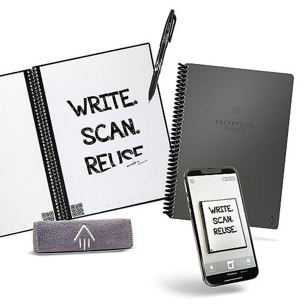 Rocketbook Planner & Notebook,  Fusion : Reusable Smart  Planner & Notebook |  Improve Productivity with Digitally  Connected Notebook Planner |  Dotted, 6" x 8.8",  42 Pg, Deep Space  Gray