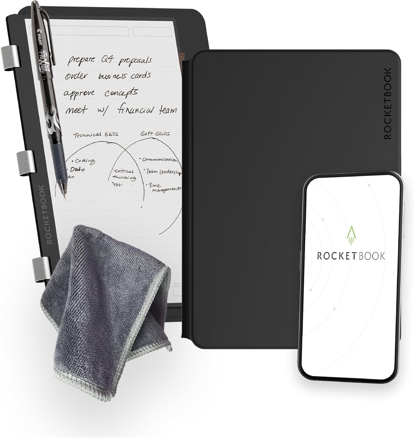 Rocketbook Smart Reusable Pro Notebook - Work and Business - Executive Size Black
