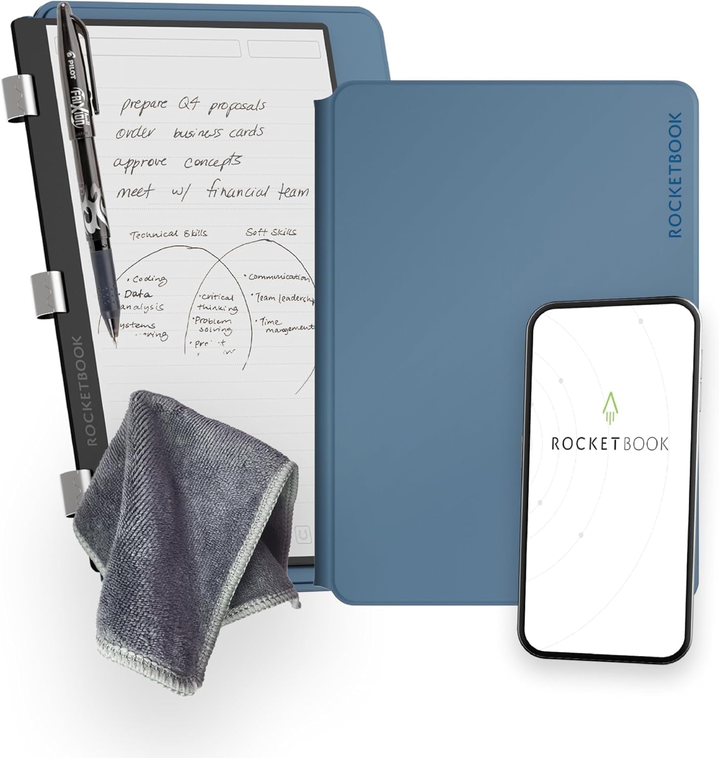Rocketbook Smart Reusable Pro Notebook - Work and Business - Executive Size Navy Blue