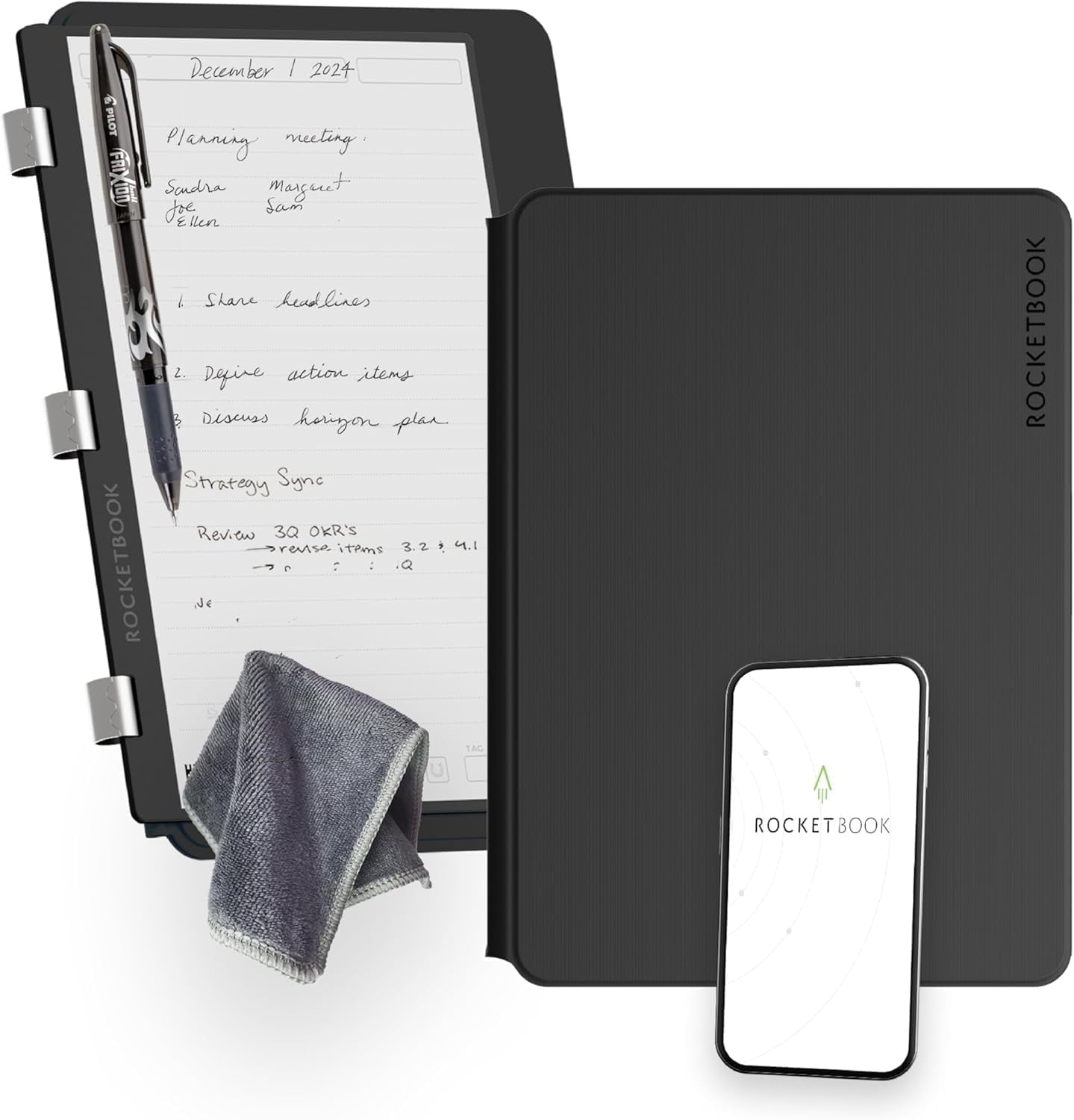 Rocketbook Smart Reusable Pro Notebook - Work and Business - Letter Size Black