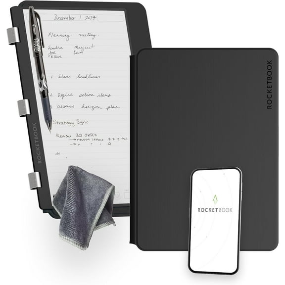 Rocketbook Smart Reusable Pro Notebook - Work and Business - Letter Size Black