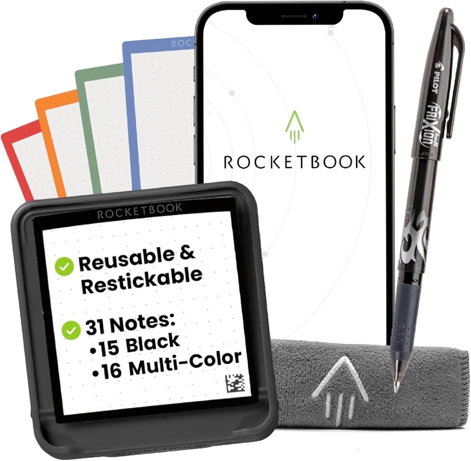 Rocketbook Reusable Sticky Notes Erasable Memo Pads Reminders, Bundle ...
