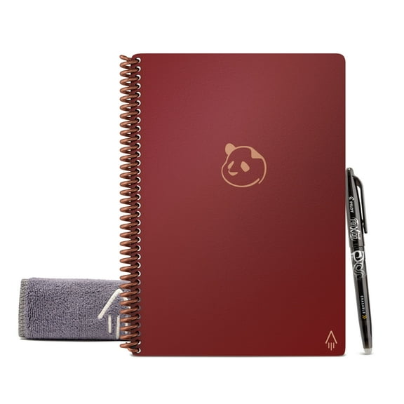 Rocketbook Reusable and Sustainable Smart Spiral Panda Planner, Undated - Maroon - Executive Size Eco-friendly Notebook (6"x 8.8") - Daily, Weekly, Monthly Planner Pages wit