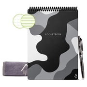 Rocketbook Flip Reusable Smart Notepad, Executive 6" x 8.8", 36 Pages, Dot Grid/Lined Combo Pages, Camo, App-Connected Top-Bound Notebook with Pen & Cloth