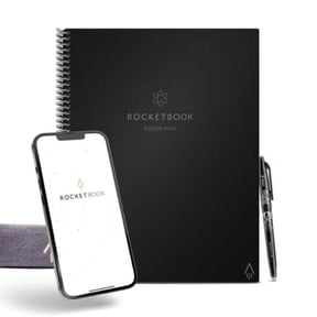 Rocketbook Fusion Plus Reusable Smart Notebook Planner, Letter Size 8.5" x 11", Black, 60 Pages, 11 Templates, Cloud Connected & Erasable