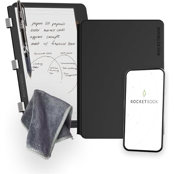 Rocketbook Smart Reusable Pro Notebook - Work and Business - Executive Size Black