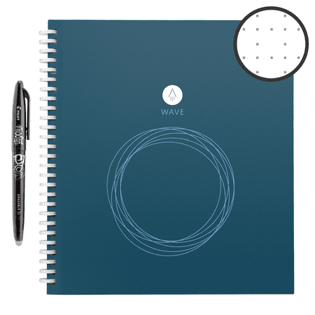 Rocketbook Wave Smart Notebook, Dot-Grid, 80 Pages, 8.5" x 9.5", Blue