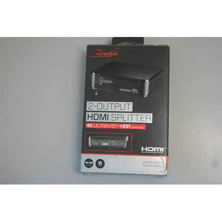 Rocketfish™ - 2-Output HDMI Splitter with 4K at 60Hz and HDR Pass-Through - Black
