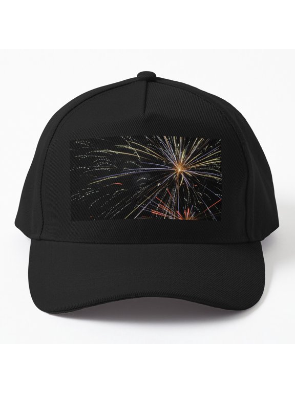 Rockets Bursting in Air Baseball Cap, American Fireworks Celebration Graphic Design, Classic Hat