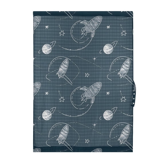 Rockets and Planets Pattern Door Curtain Blackout Thermal Insulated Door Side Curtain Panels Privacy 25x40in