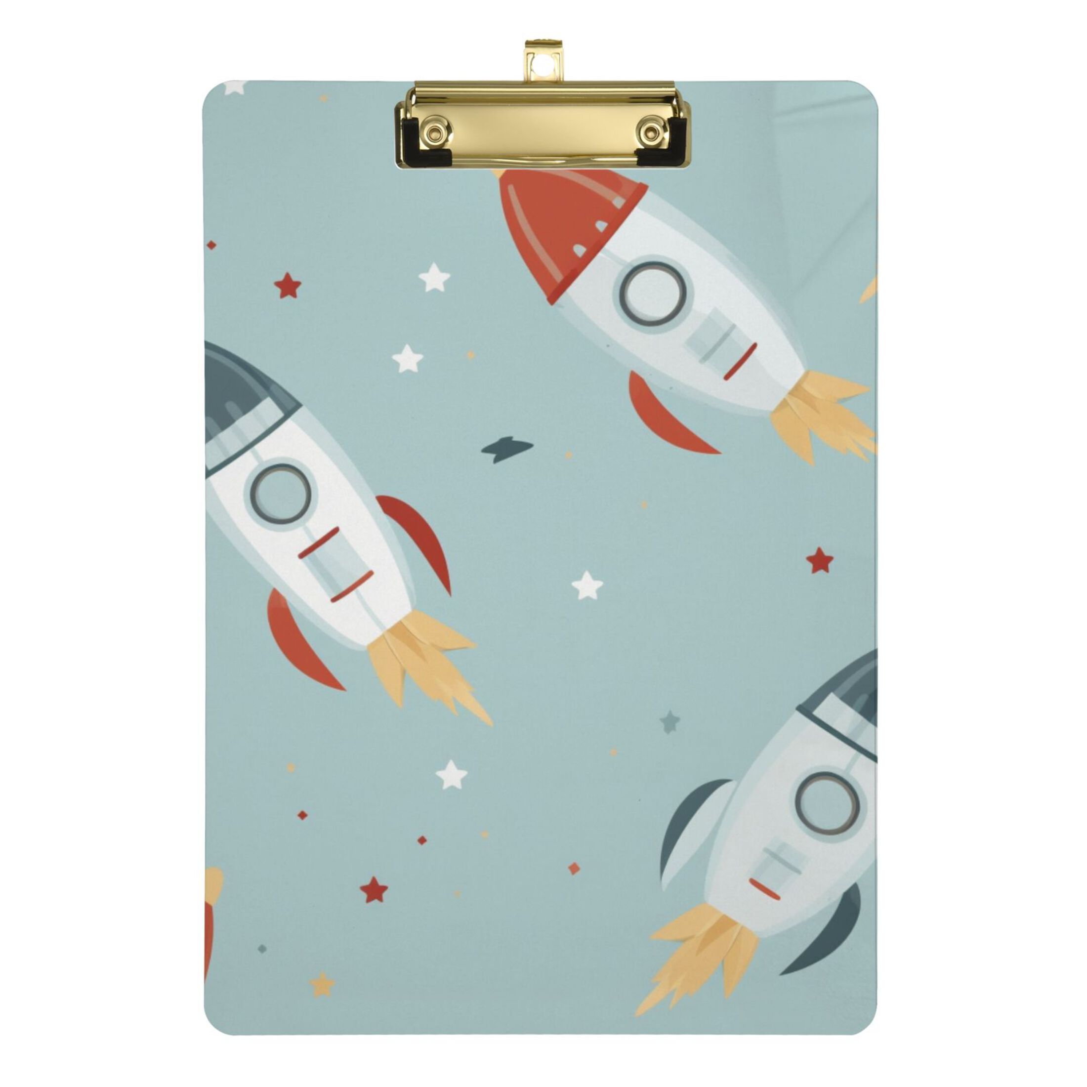 Rockets in Green Acrylic Clipboards 12 x 9 Inch A4 Size with Low