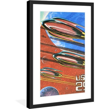 "Rockets in Space" Framed Painting Print