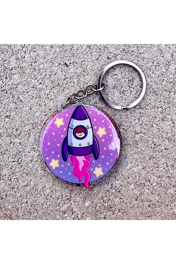 Rocketship Cat Keychain | Cute Acrylic Keychain | kawaii cat keychain | cute outer space keychain | spaceship keychain | astronaut cat