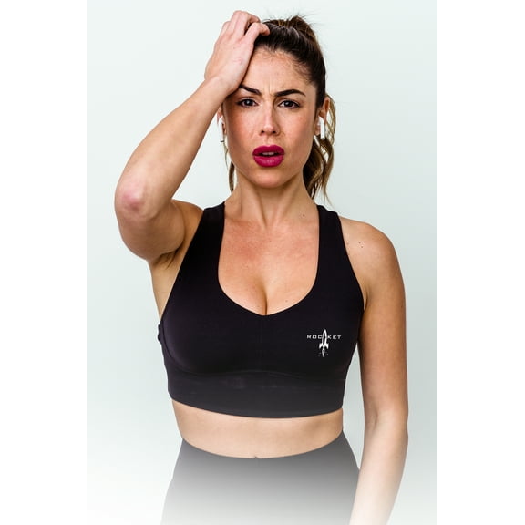 Rocketsports-1 Moisture Wicking Mesh Sports Bra - Racer Style Gym Bra - Workout Bras for Women - Black - Small